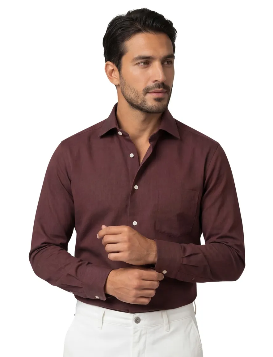 Eton classic fit overhemd katoen bordeaux