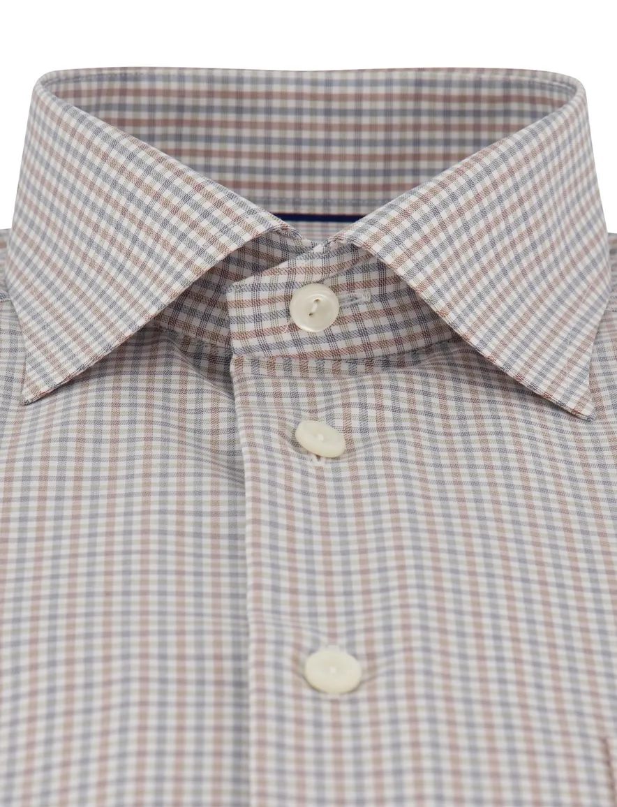 Eton classic fit overhemd beige patroon