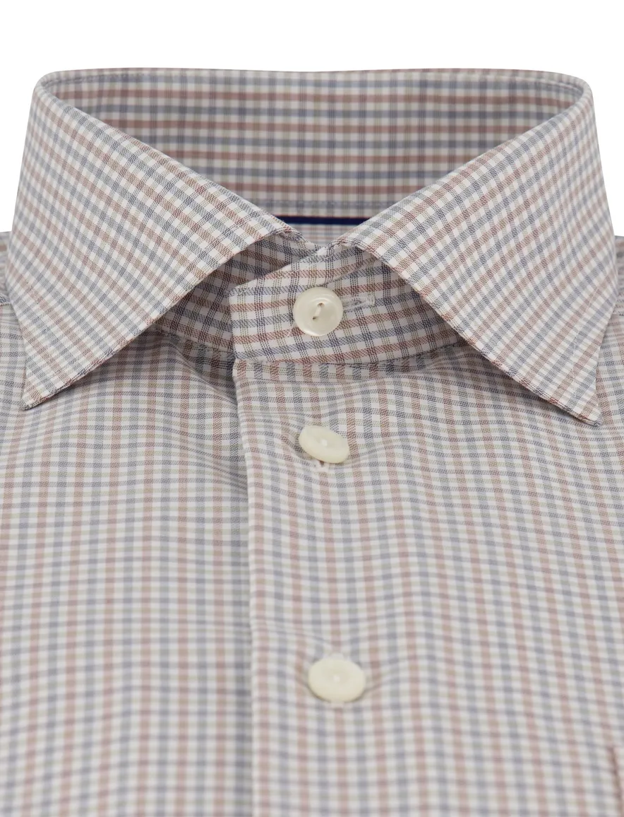 Eton classic fit overhemd beige patroon