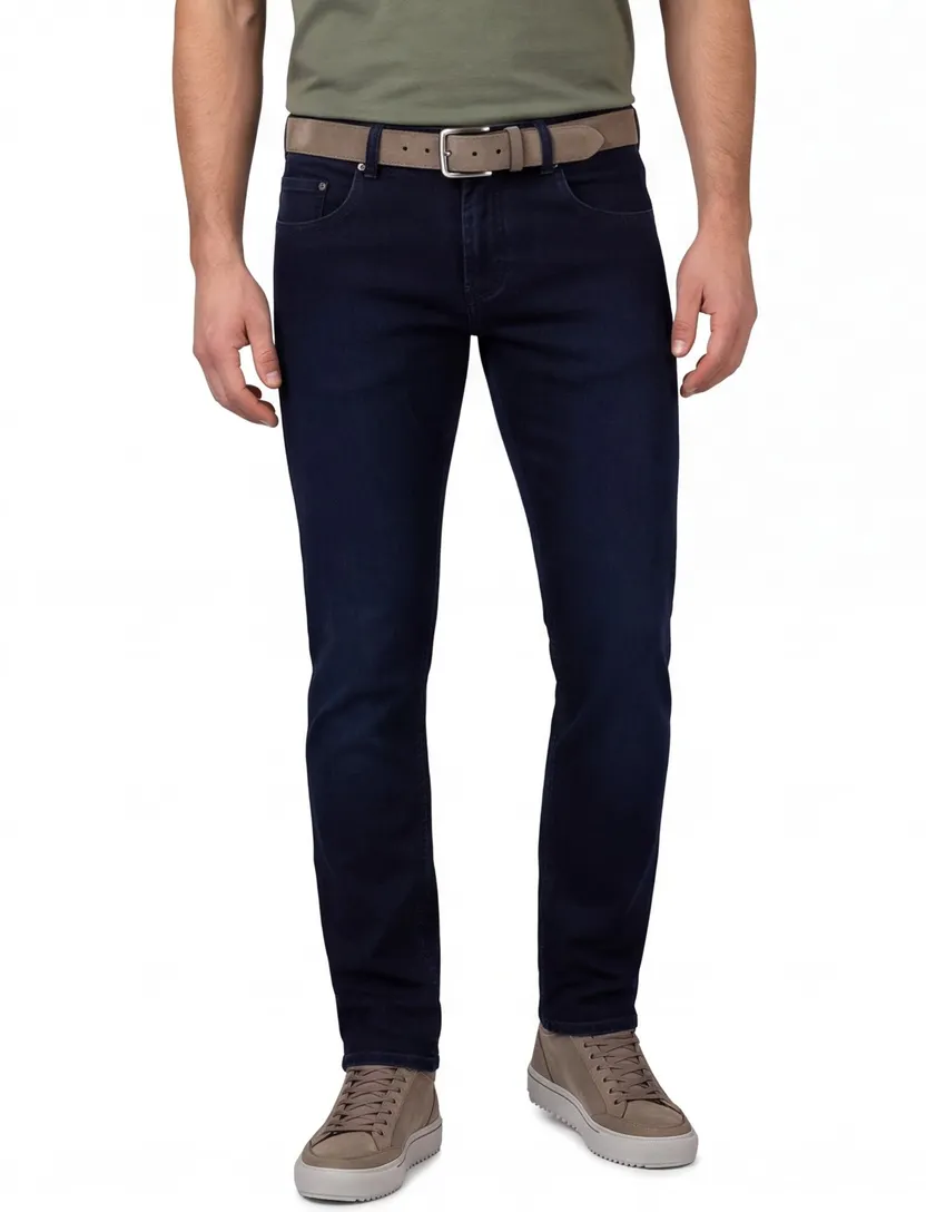 denim Gardeur jeans donkerblauw effen normale fit