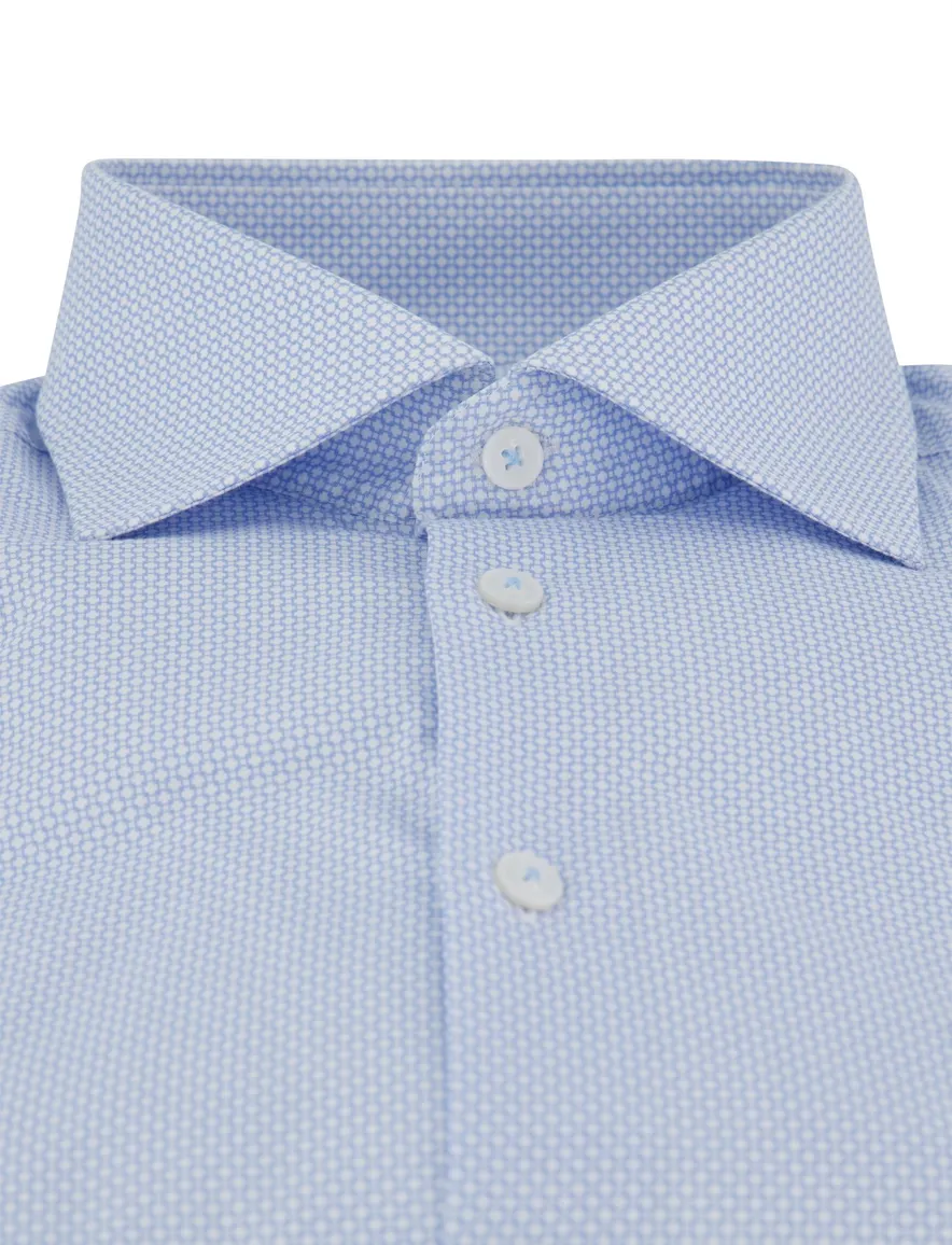 Ledub overhemd modern fit katoen lichtblauw print