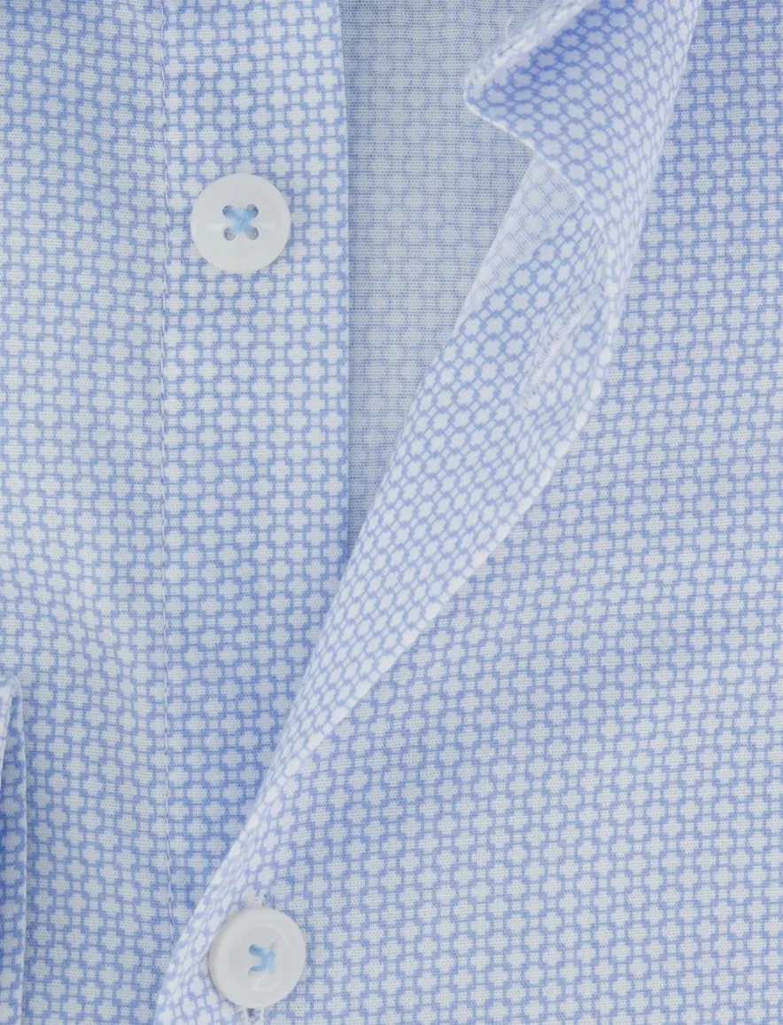 Ledub overhemd modern fit katoen lichtblauw print