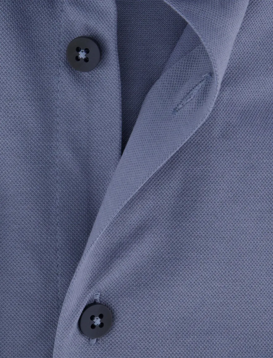 Ledub slim fit overhemd knitted katoen blauw