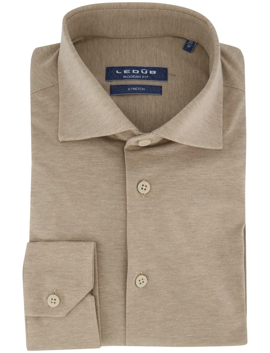Ledub overhemd beige katoen ml7