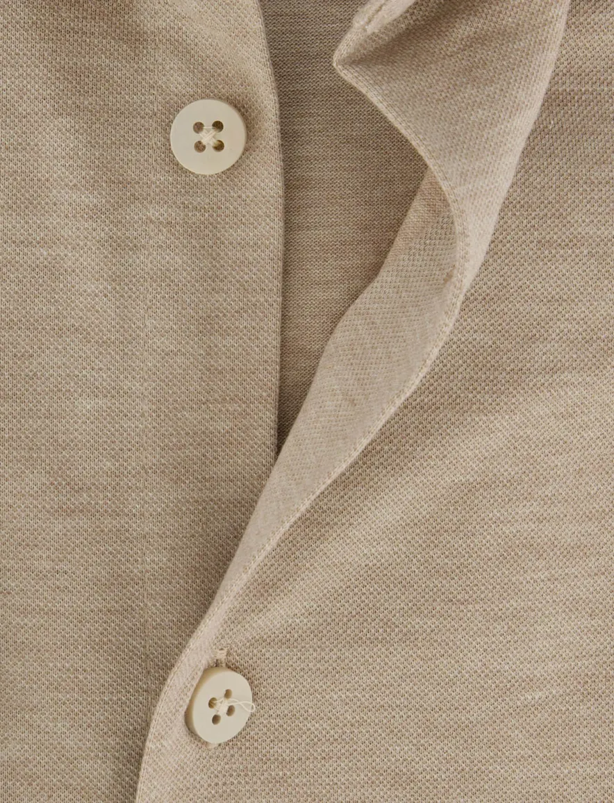 Ledub overhemd beige katoen mouwlengte 7