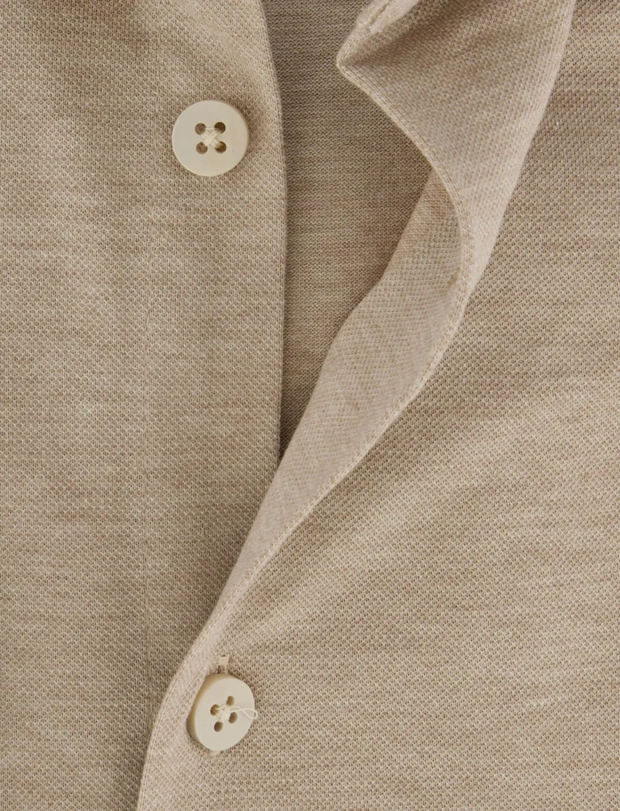 Ledub overhemd modern fit mouwlengte 7 beige