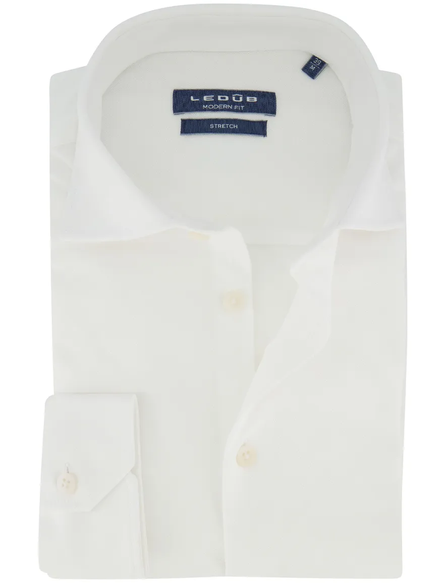 ledub overhemd modern fit wit effen