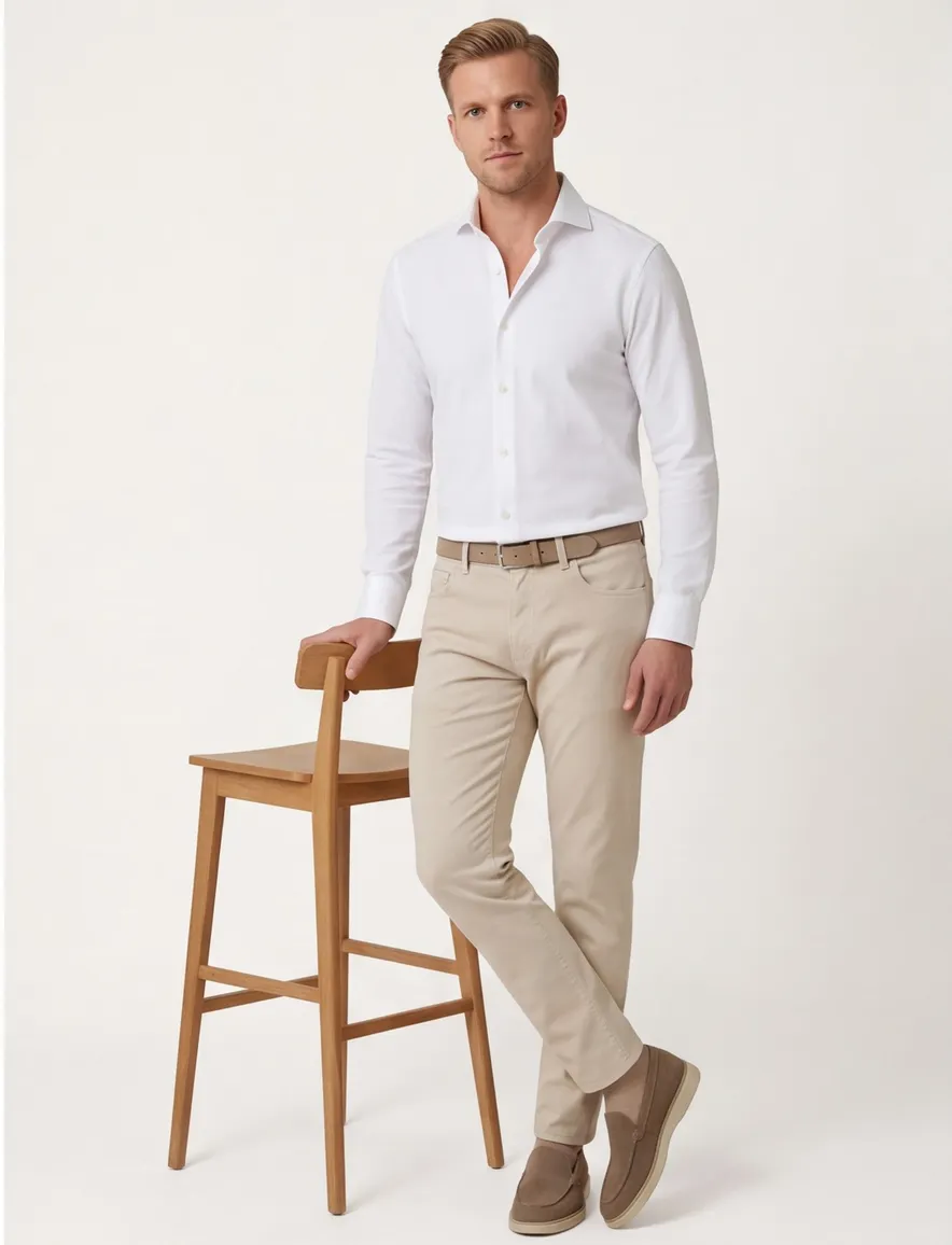 ledub overhemd modern fit wit effen