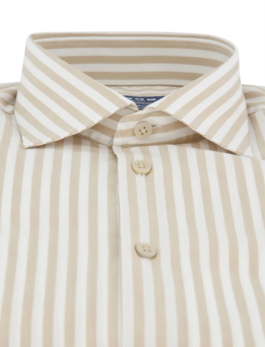 Ledub modern fit overhemd mouwlengte 7 beige