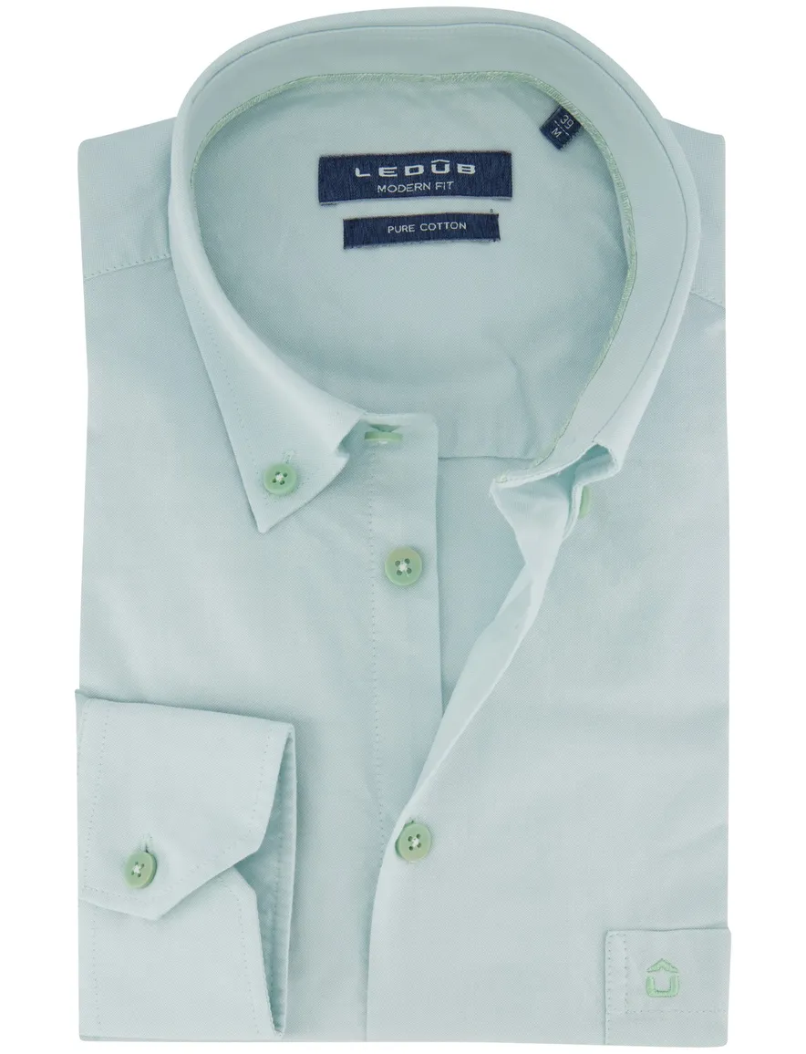 Ledub modern fit overhemd katoen turquoise