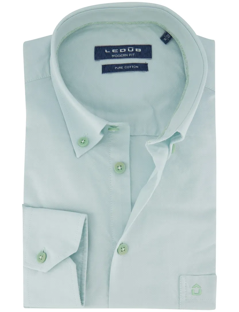 Turquoise overhemd Ledub katoen met borstzak