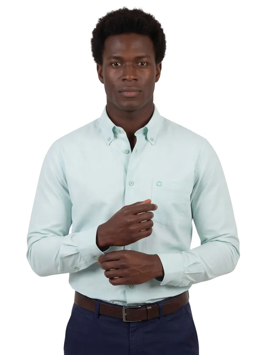 Ledub modern fit overhemd katoen turquoise