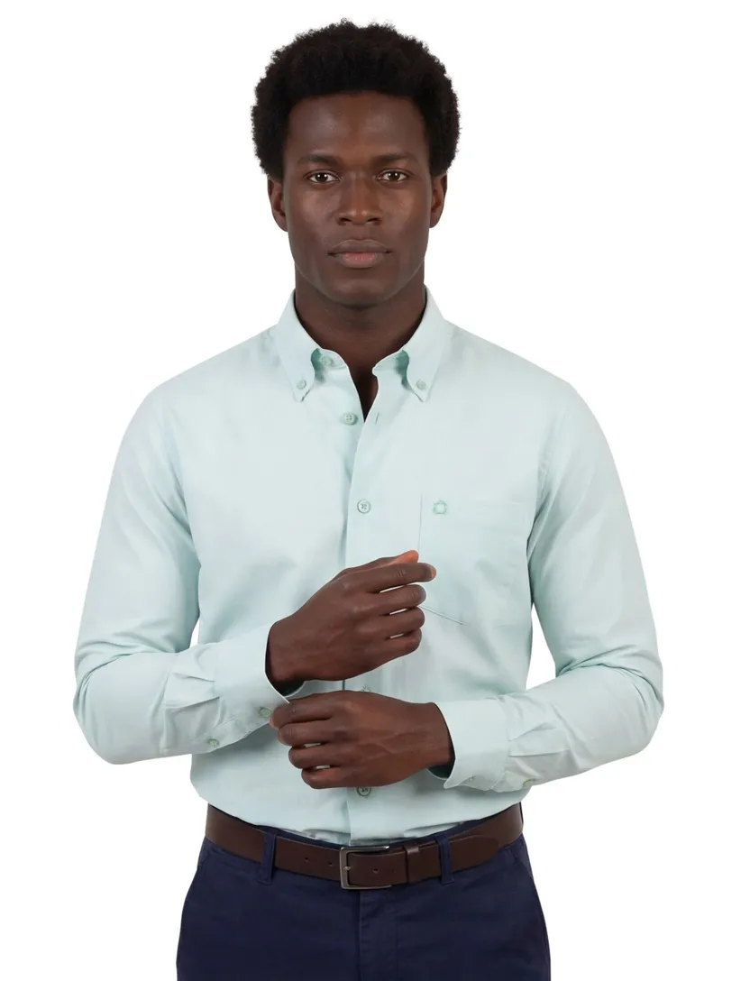 Turquoise overhemd Ledub katoen met borstzak