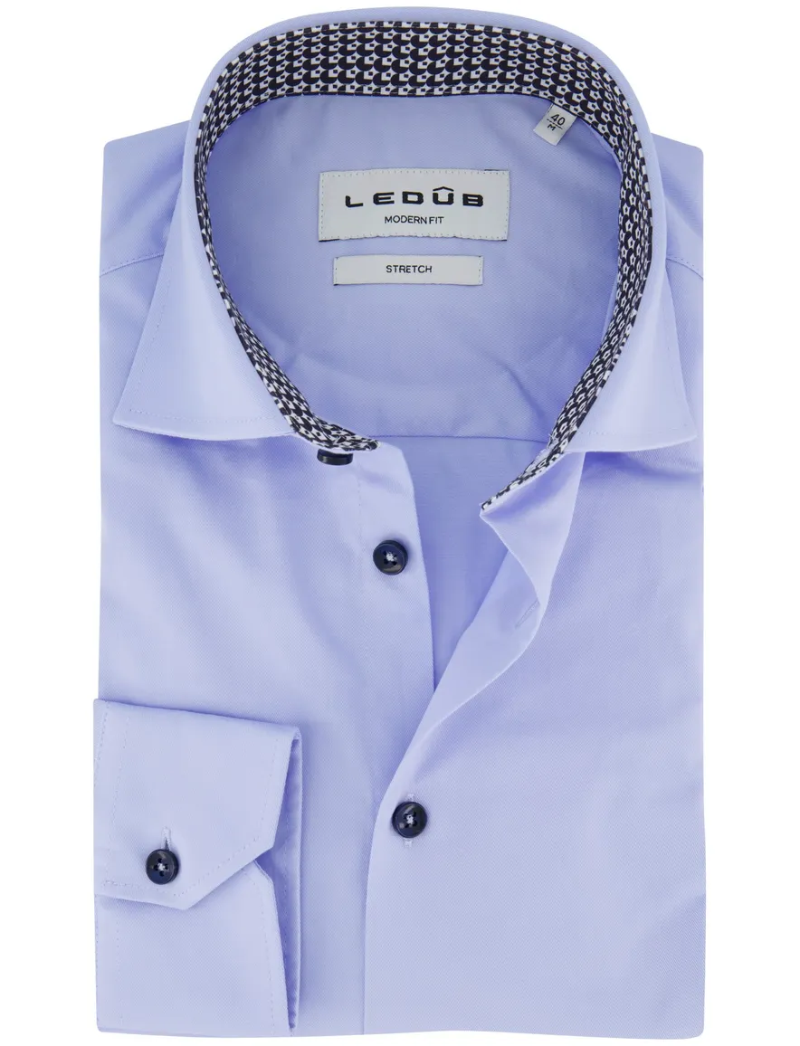 Ledub overhemd modern fit katoen blauw