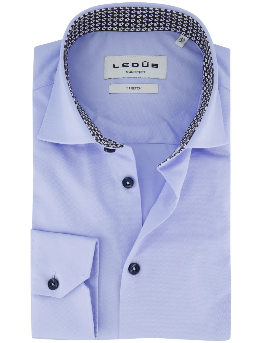 Ledub overhemd modern fit lichtblauw effen