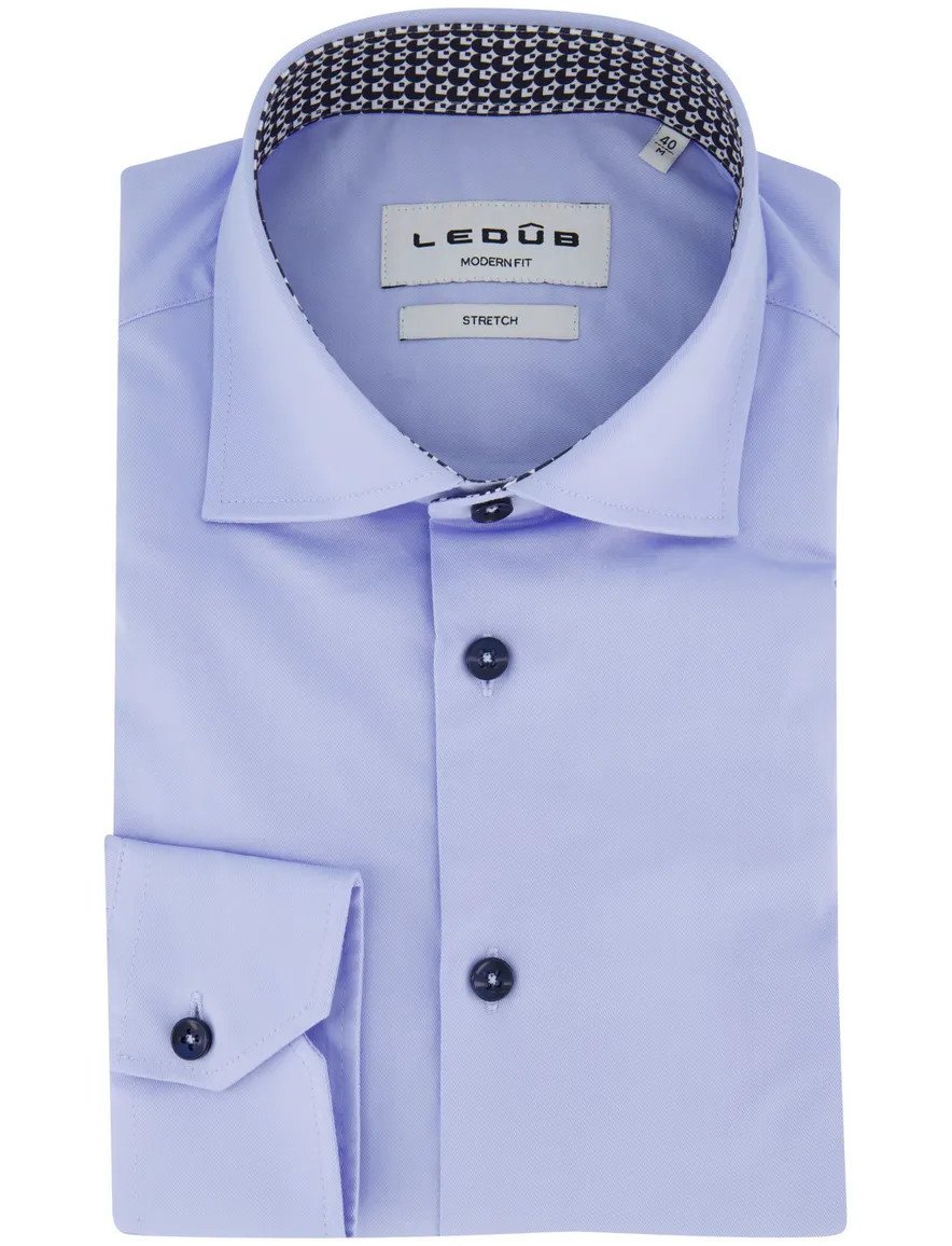 Ledub overhemd modern fit katoen blauw