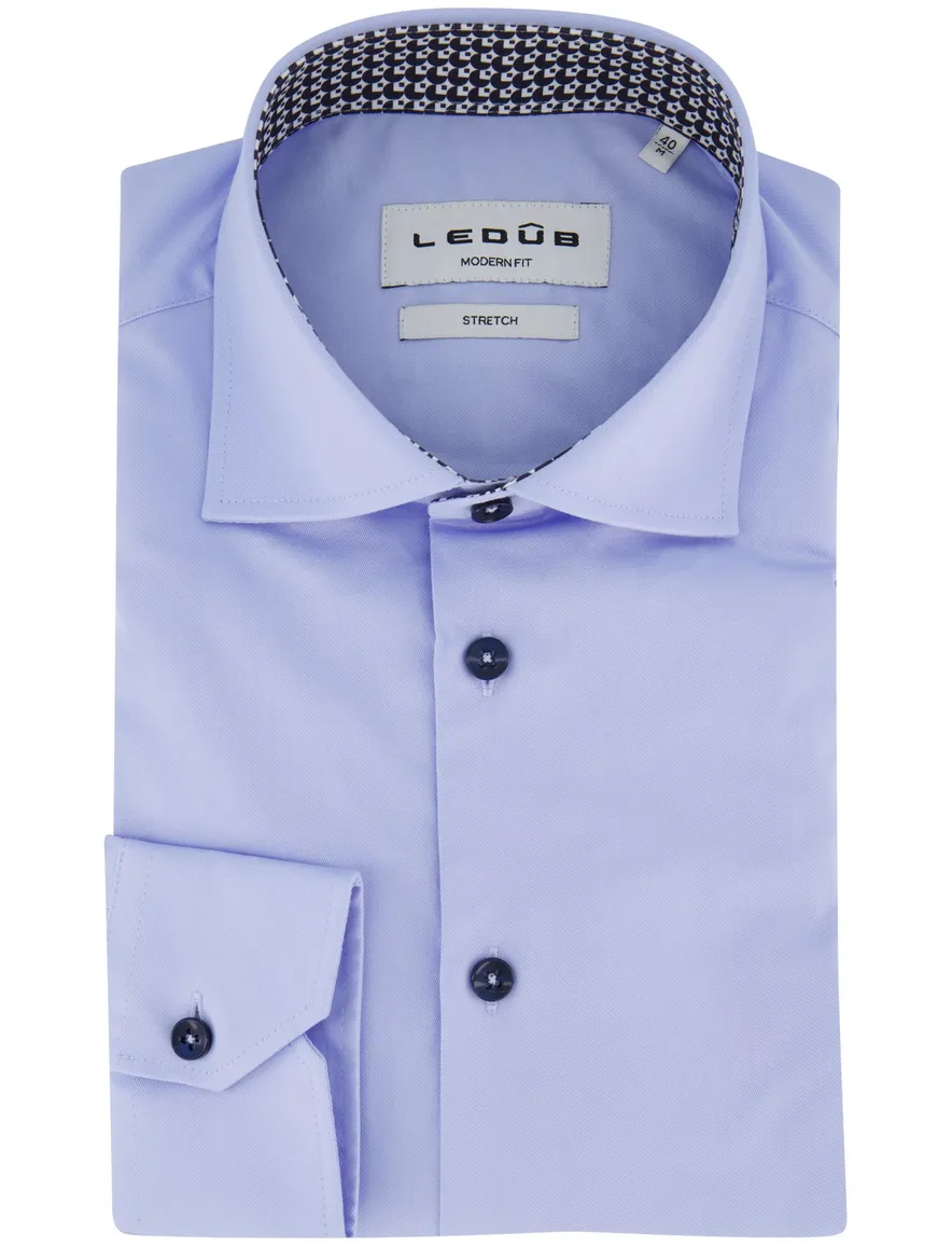 Ledub overhemd modern fit lichtblauw effen