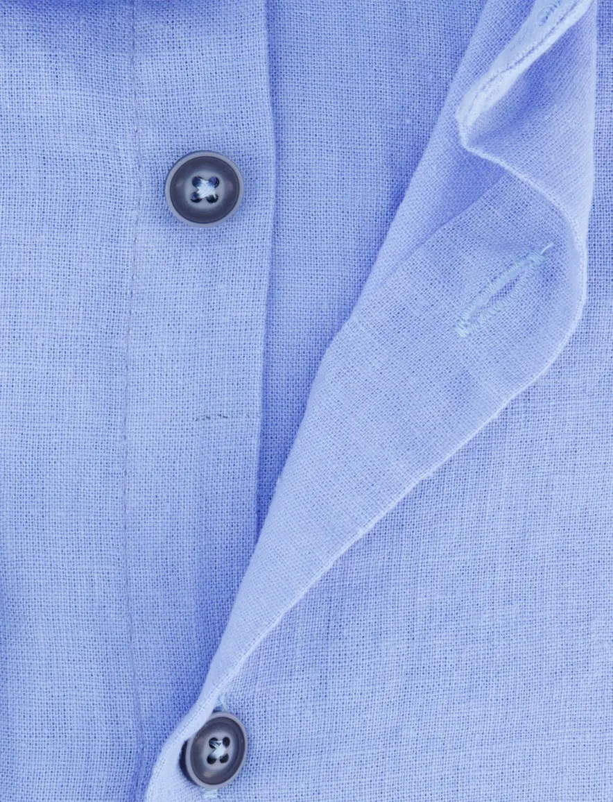 Ledub overhemd modern fit linnen blauw