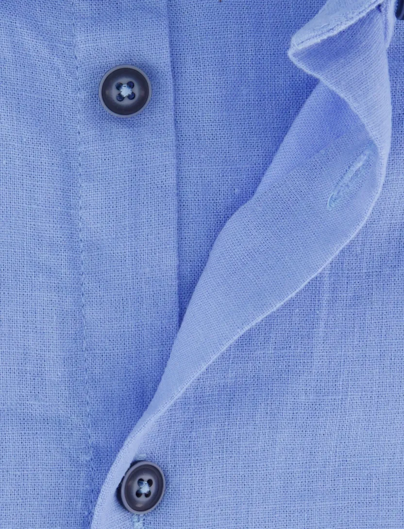 Ledub overhemd blauw modern fit linnen