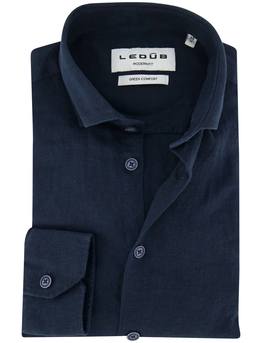 overhemd mouwlengte 7 donkerblauw Ledub Modern Fit