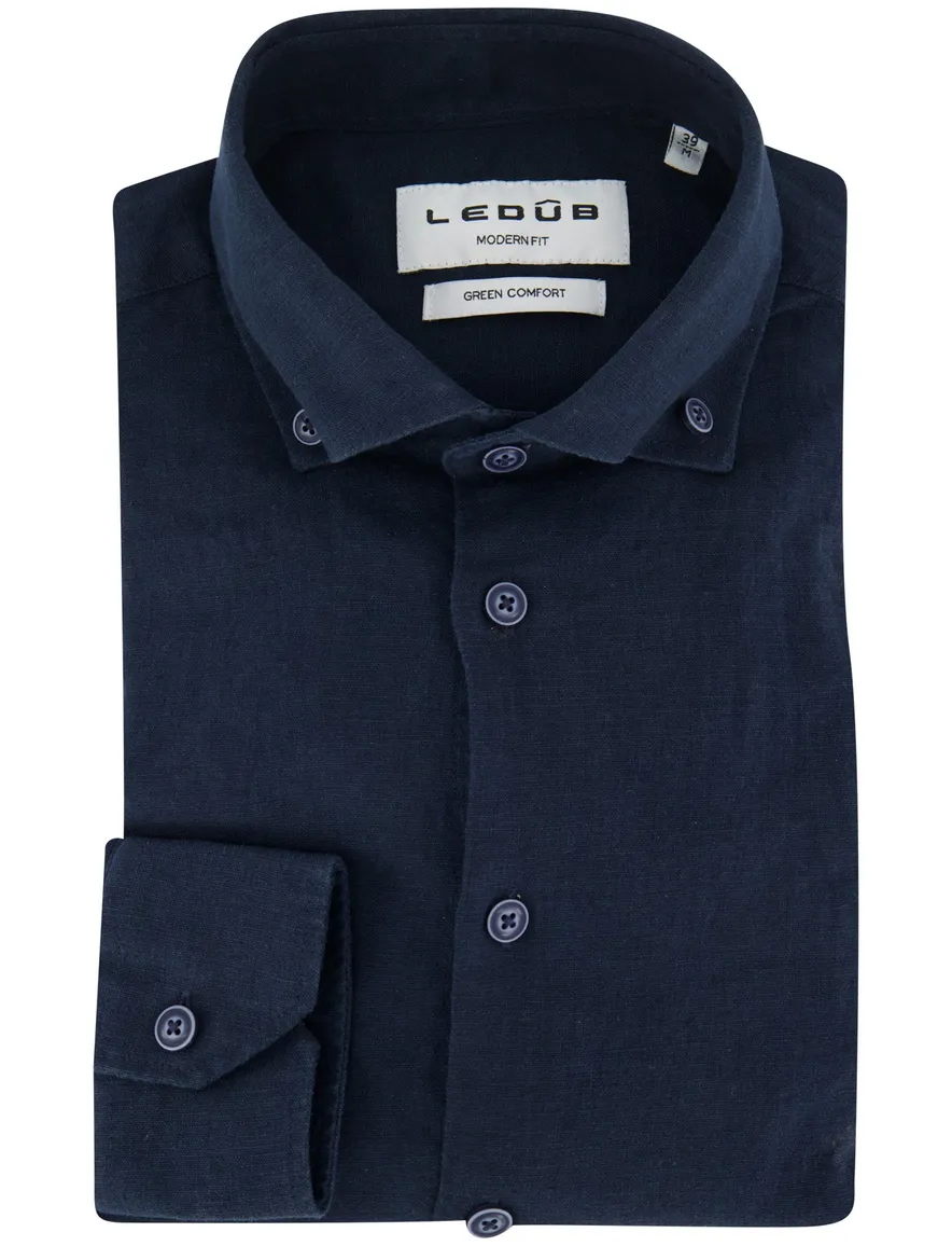 overhemd mouwlengte 7 donkerblauw Ledub Modern Fit