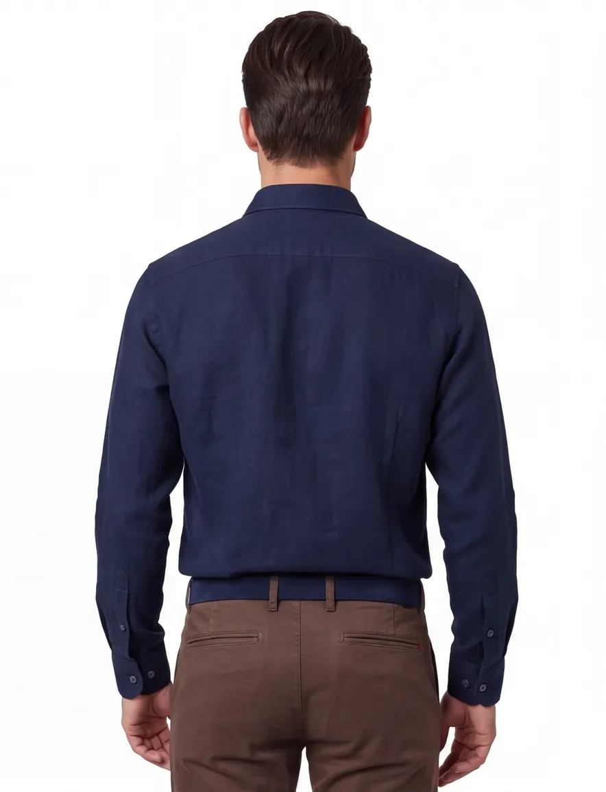 overhemd mouwlengte 7 donkerblauw Ledub Modern Fit