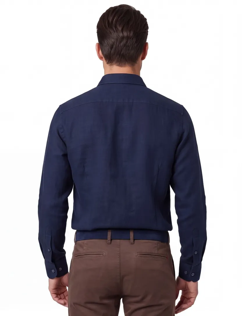 overhemd mouwlengte 7 Ledub Modern Fit donkerblauw