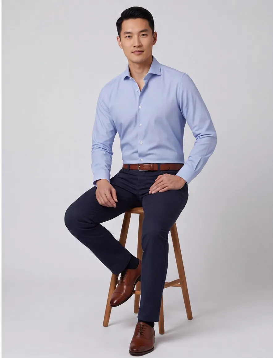 Overhemd John Miller lichtblauw katoen