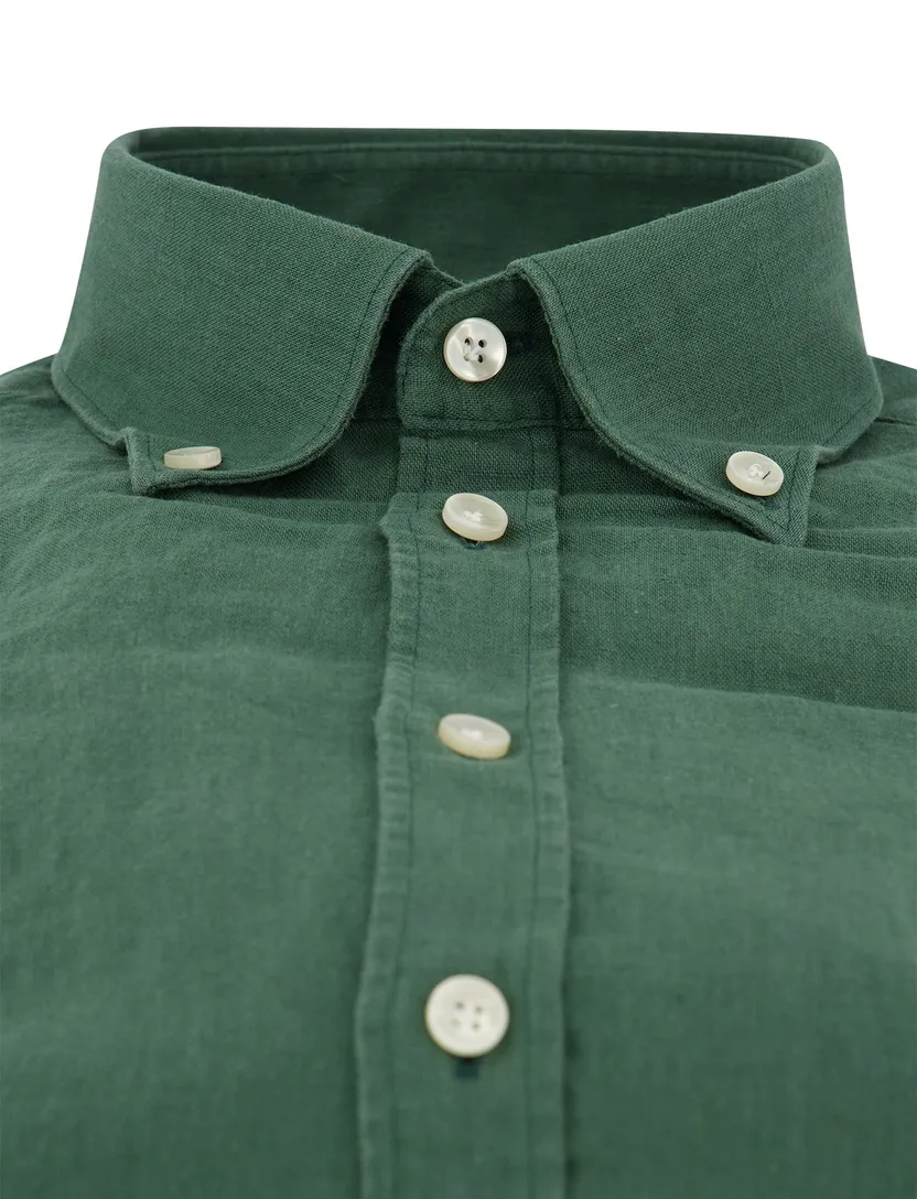 Groen linnen John Miller Slim Fit overhemd