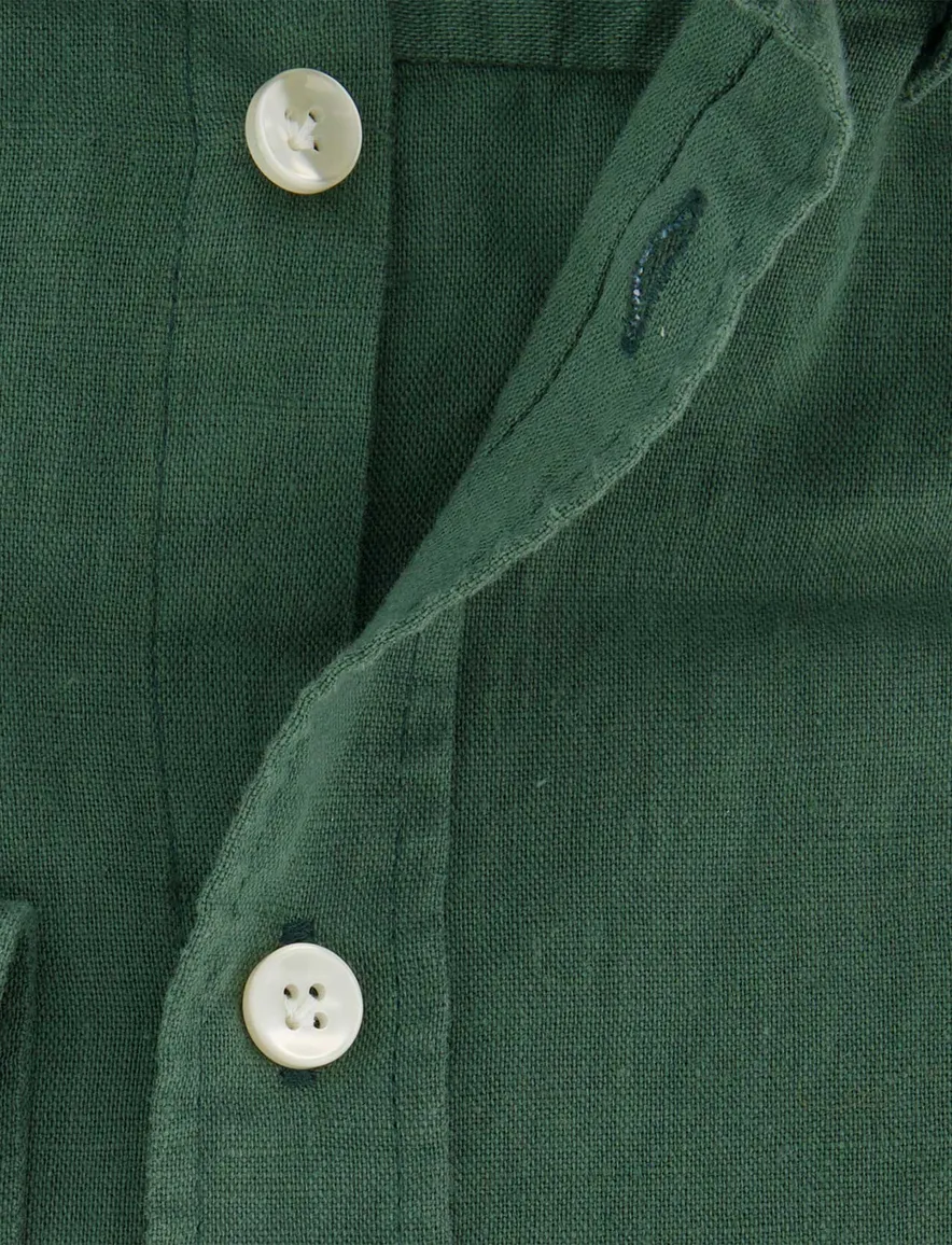 Overhemd John Miller Slim Fit groen linnen