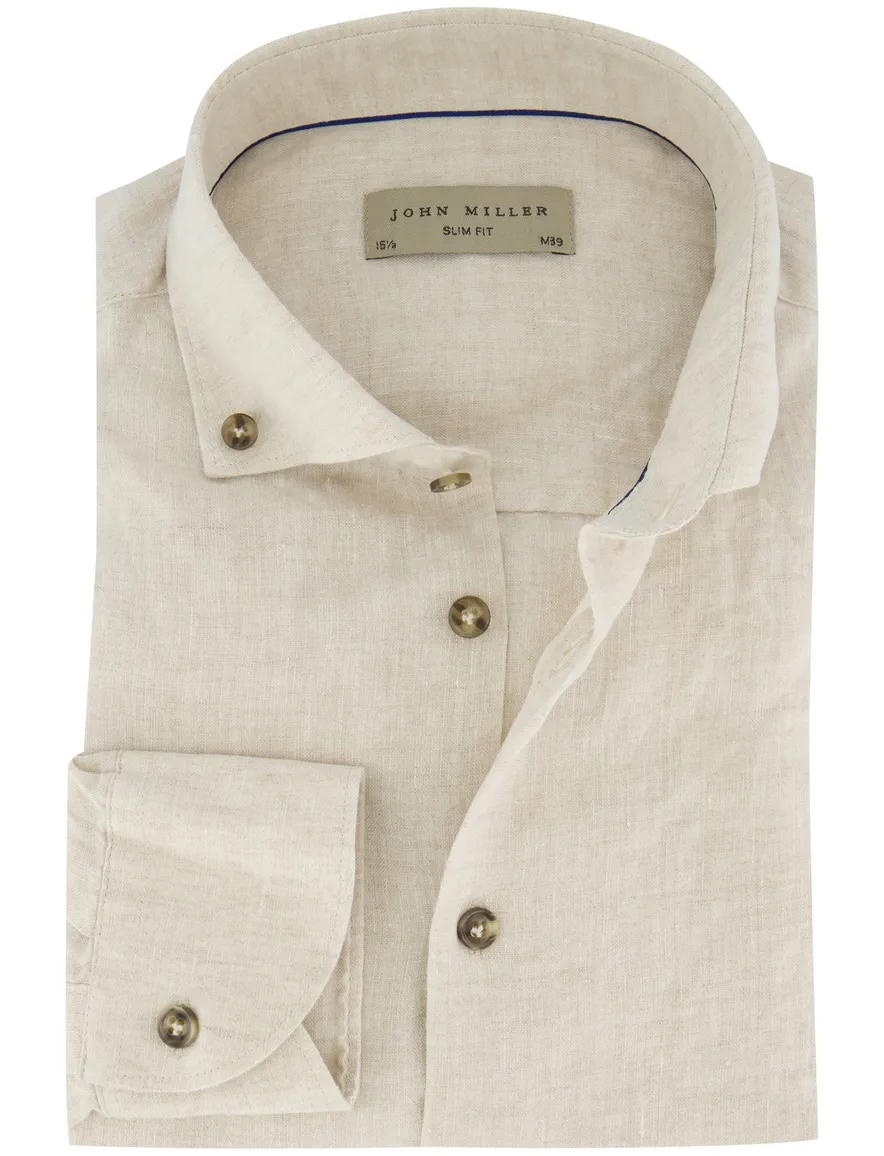 John Miller overhemd slim fit beige 5142128-61