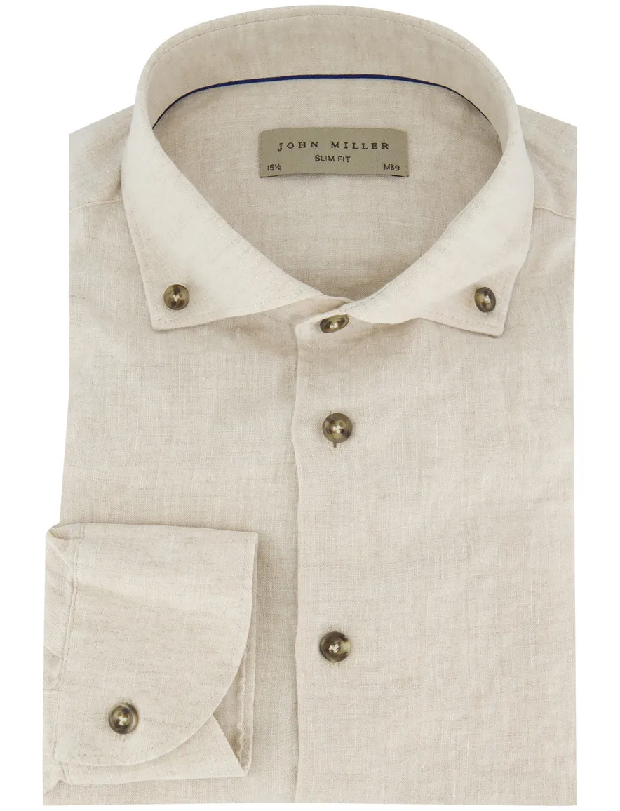 John Miller overhemd slim fit beige 5142128-61