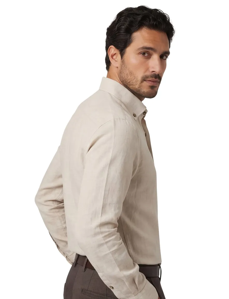 John Miller overhemd slim fit beige 5142128-61