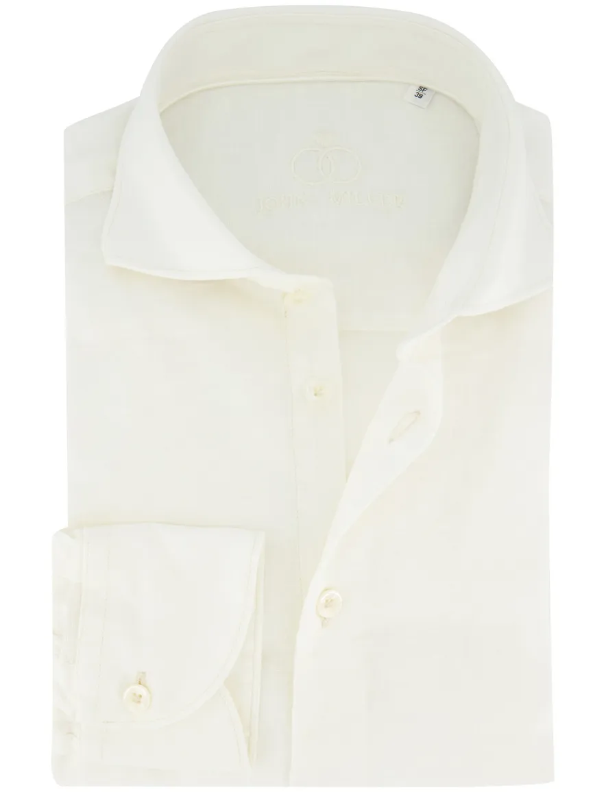 John Miller overhemd slim fit beige linnen