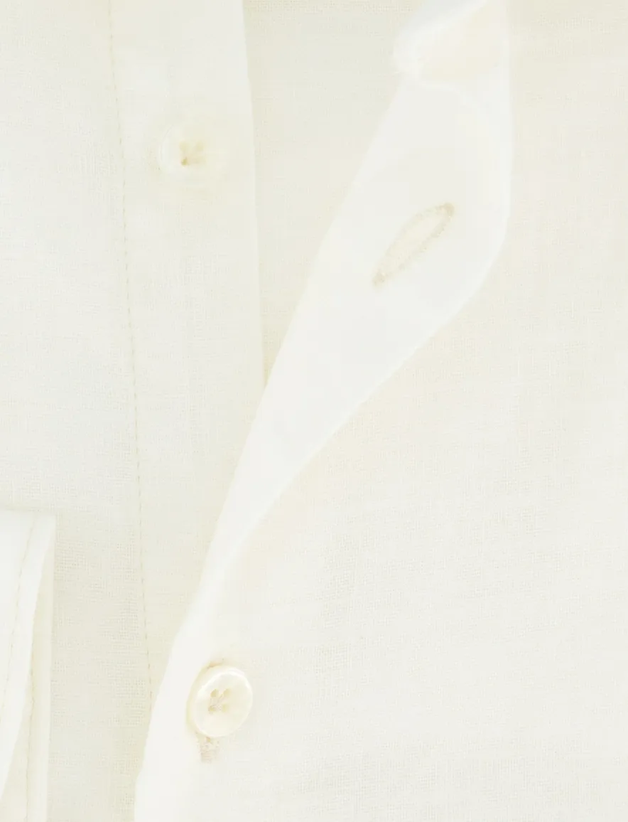 John Miller overhemd slim fit beige linnen