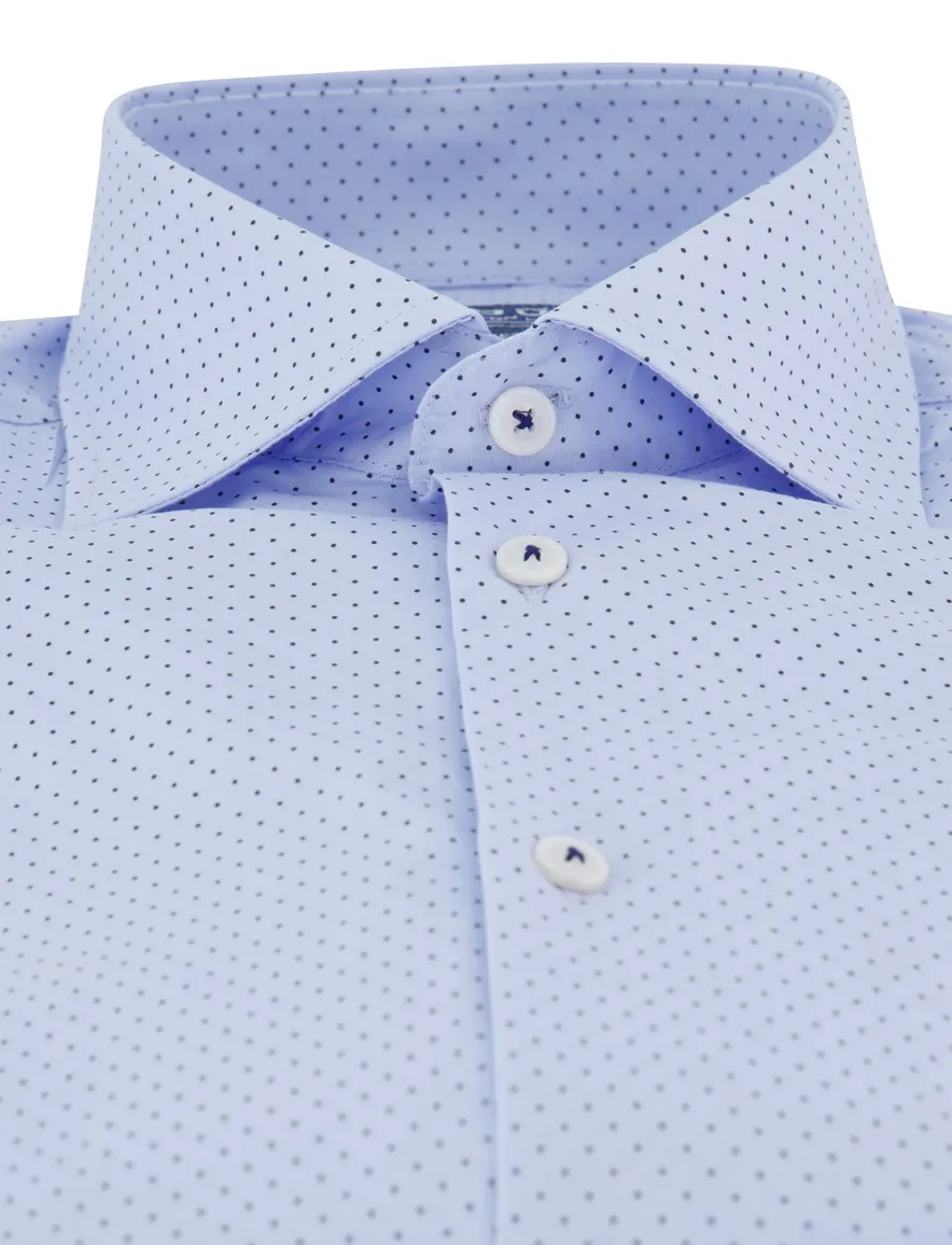 Ledub overhemd modern fit stretch blauw patroon