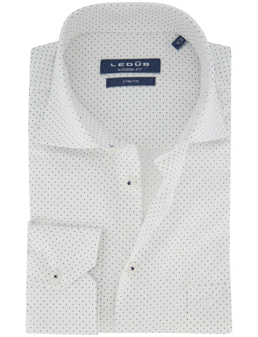 Ledub modern fit overhemd stretch katoen wit