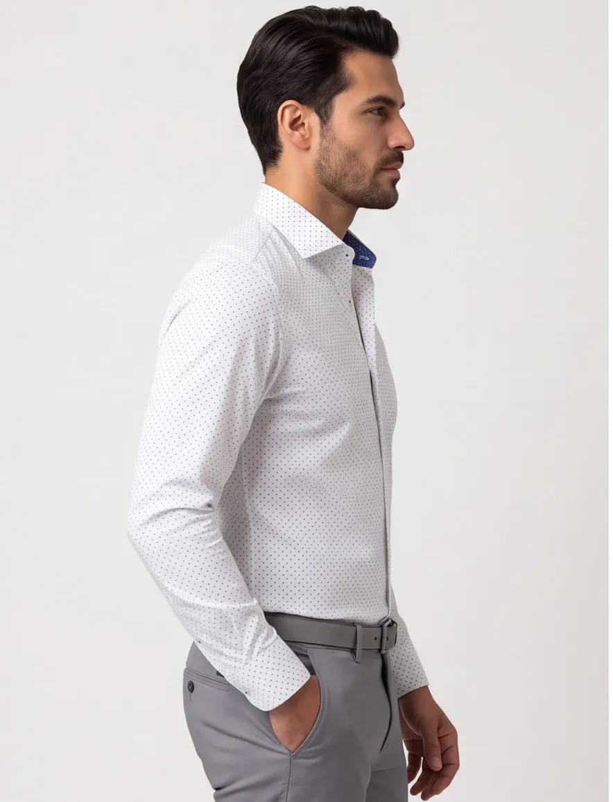 Ledub modern fit overhemd stretch katoen wit
