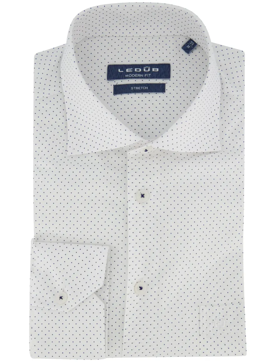 Ledub modern fit overhemd stretch katoen wit