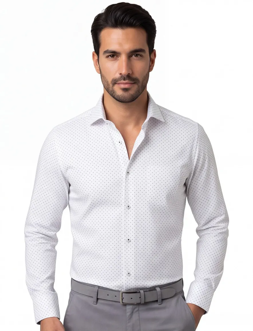 Ledub modern fit overhemd stretch katoen wit