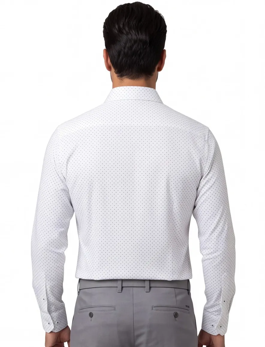 Ledub modern fit overhemd stretch katoen wit