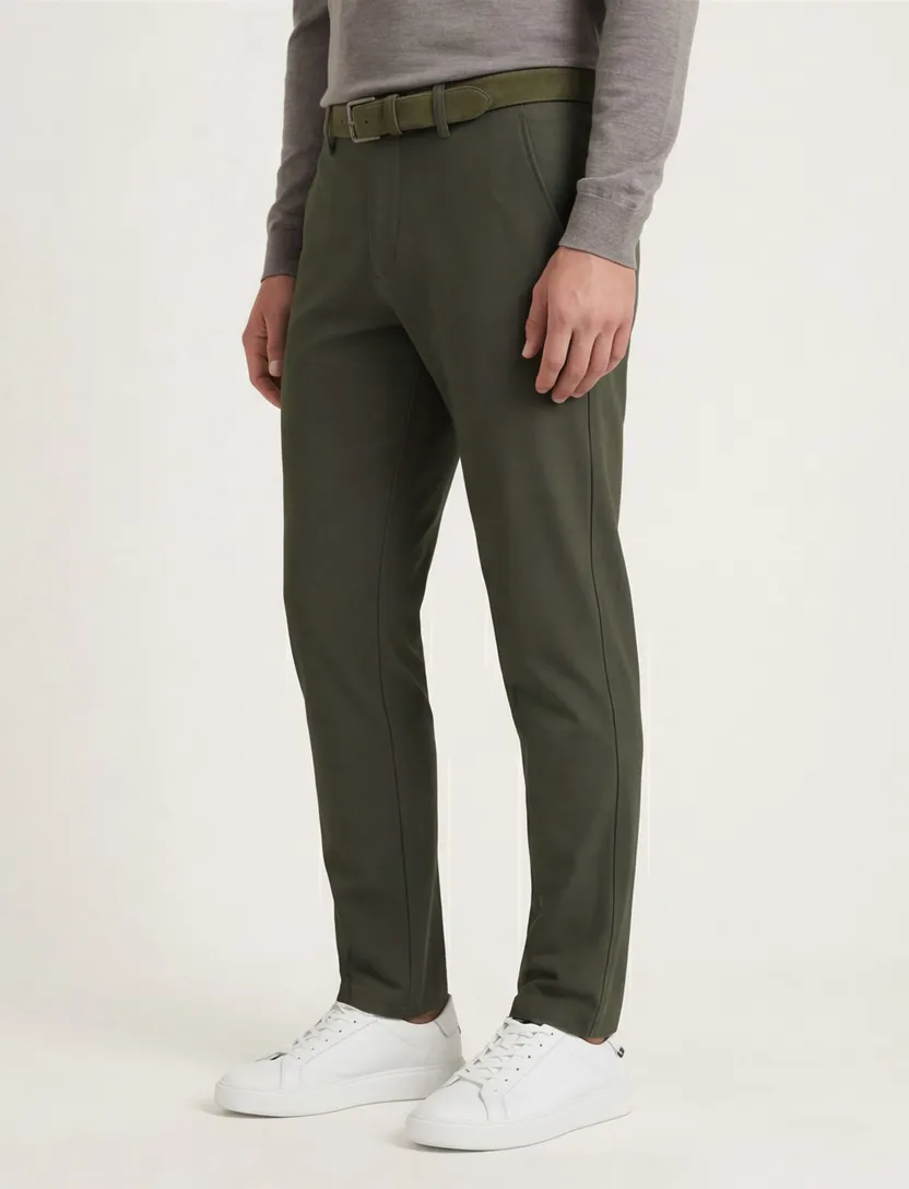 North 84 travelerpants groen effen slim fit