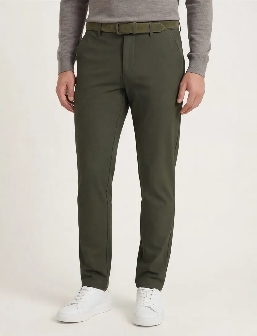 North 84 travelerpants groen effen slim fit