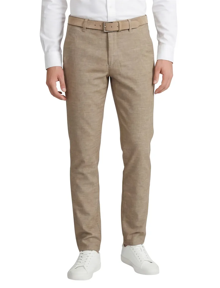 North84 slim fit chino beige katoen gemêleerd