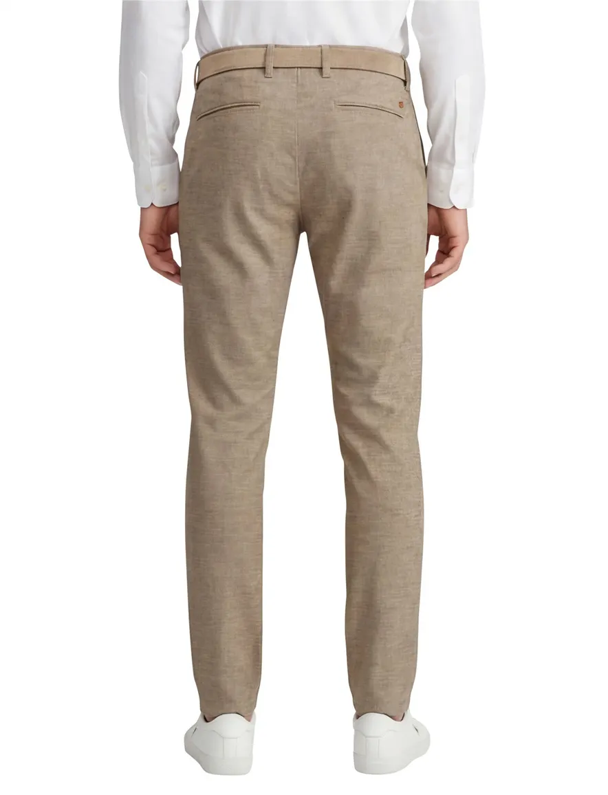 North84 slim fit chino beige katoen gemêleerd