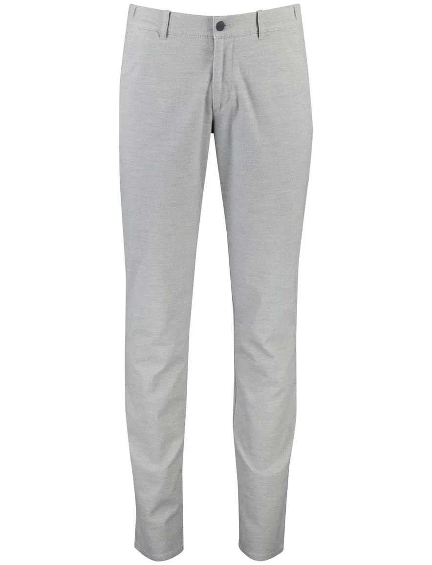 North84 Pantalon chino grijs effen slim fit katoen