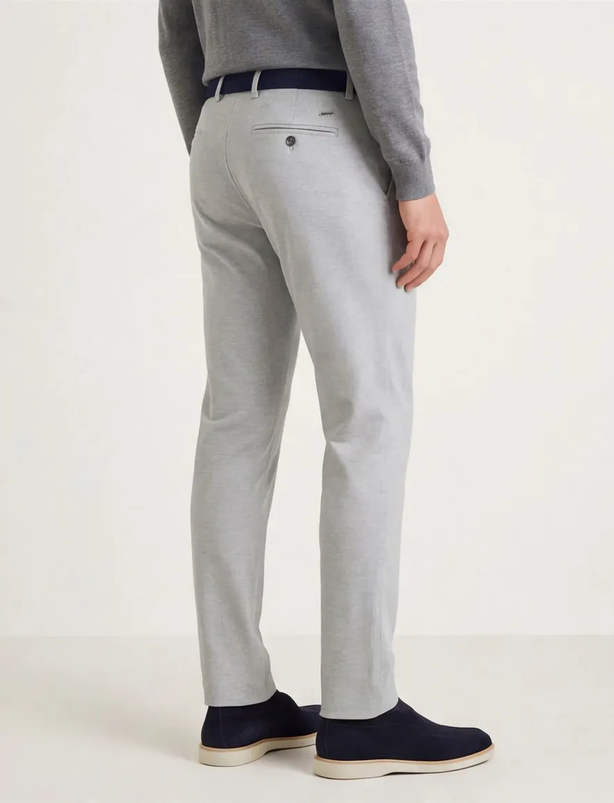 North84 Pantalon chino grijs effen slim fit katoen