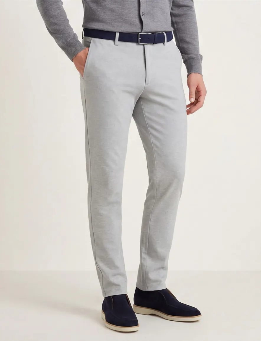 North84 Pantalon chino grijs effen slim fit katoen