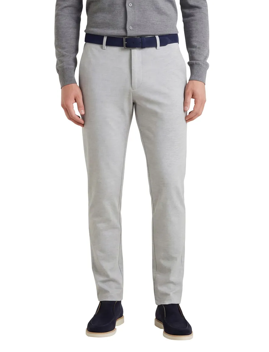 North84 Pantalon chino grijs effen slim fit katoen