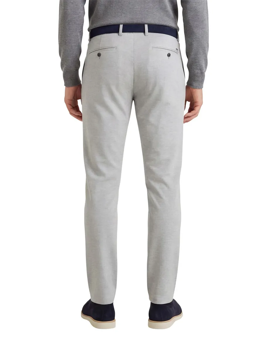 North84 Pantalon chino grijs effen slim fit katoen